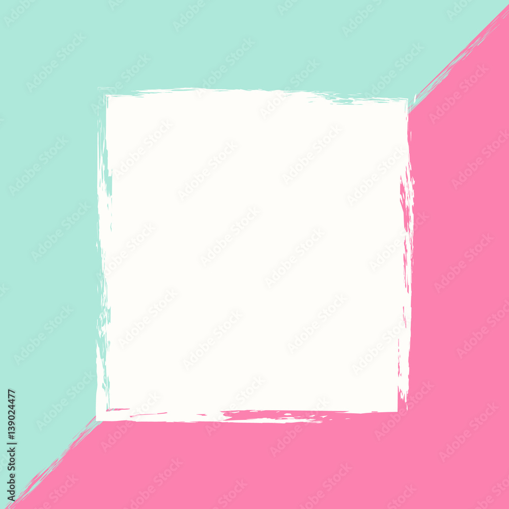 Hand darwn pastel pink mint creative card, art print, grunge texture, for background, banner, poster, flyer