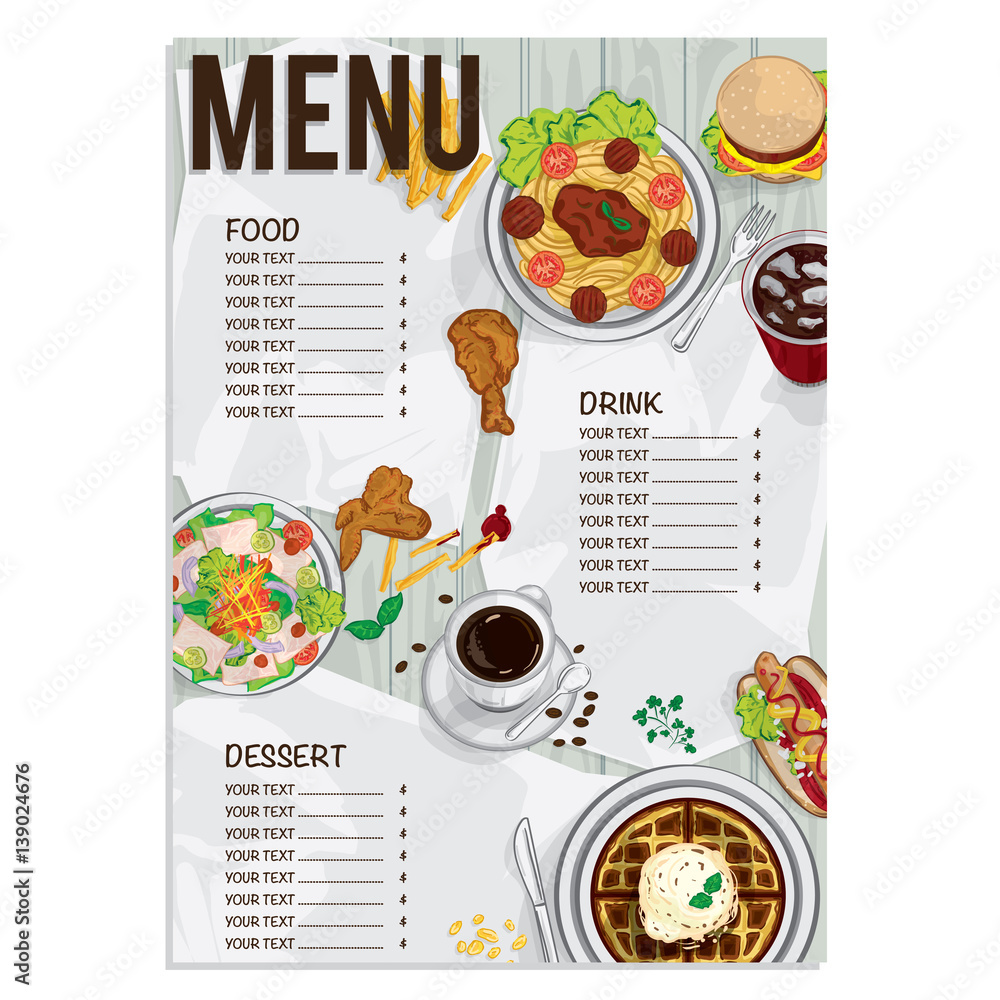 menu fast food drawing graphic design objects template Stock Vector ...