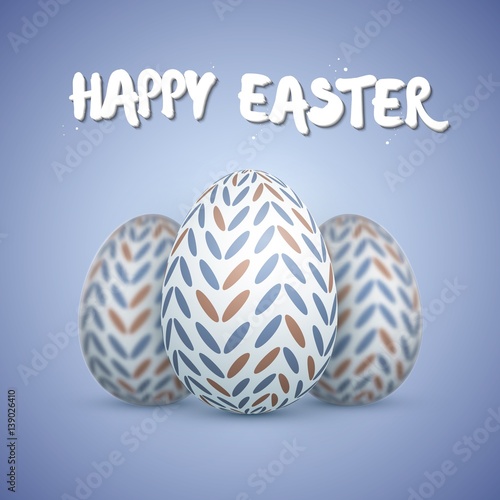 Illustration of Photorealistic Vector Easter Egg Set. Happy Easter Painted Vector Egg