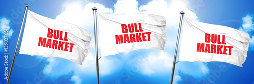 bull market, 3D rendering, triple flags