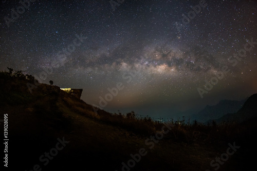 Milky Way galaxy, on the mountains.