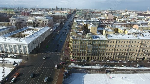 Wallpaper Mural Aerial view at the Nevsky avenue from the Anichkov Bridge at winter season. The Fontanka river. Saint-Petersburg, Russia Torontodigital.ca