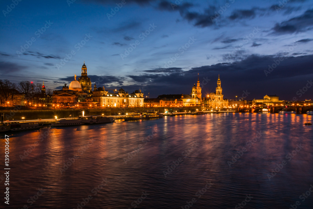 Dresden Germany Europe Cityscape Landscape River Bridge Elbe Sunrise Sunset Outdoors Beautiful Tourism Travel
