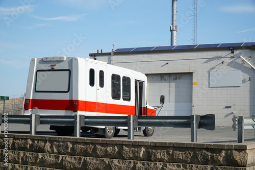 ambulance parked in the street in residential area