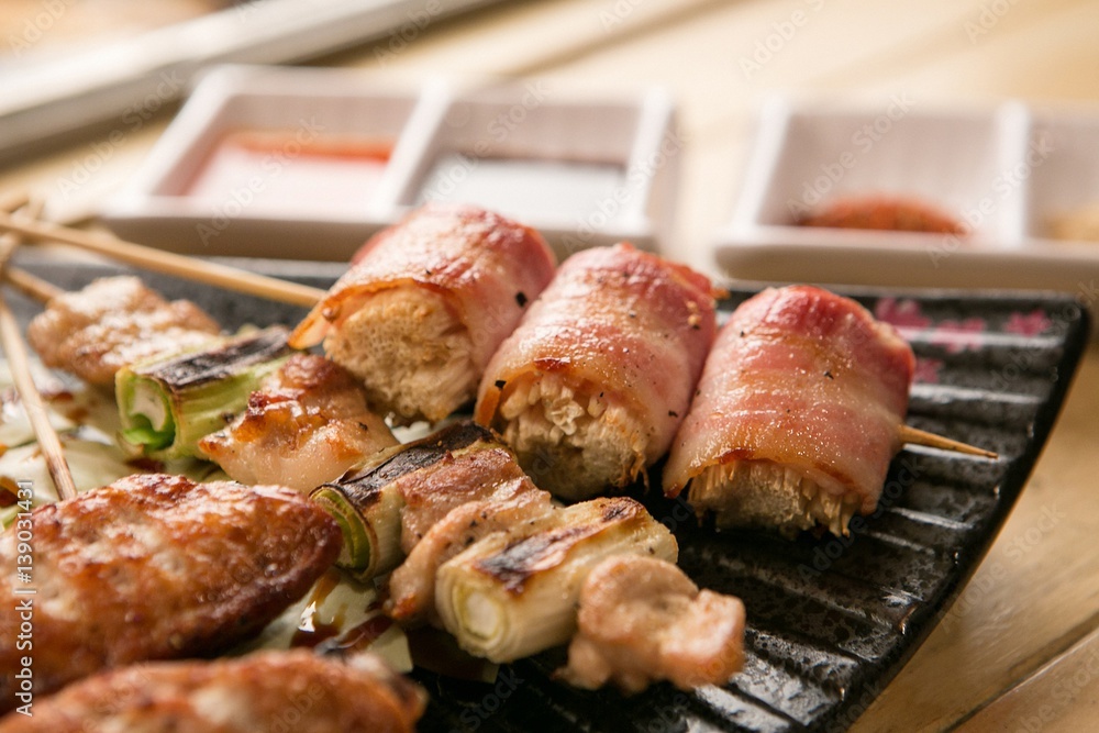 Japanese izakaya style bacon skewer 