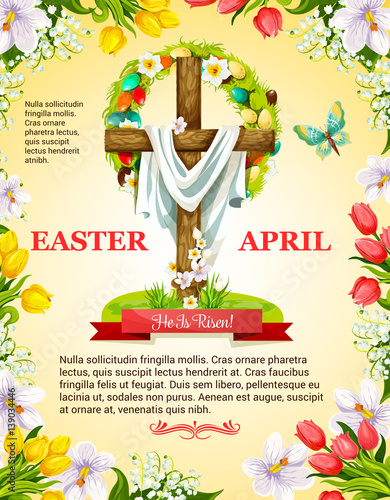 Vector Easter crucifix cross and paschal wreath