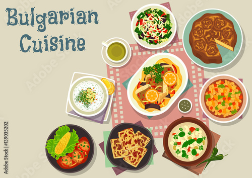 Bulgarian cuisine traditional lunch dishes icon