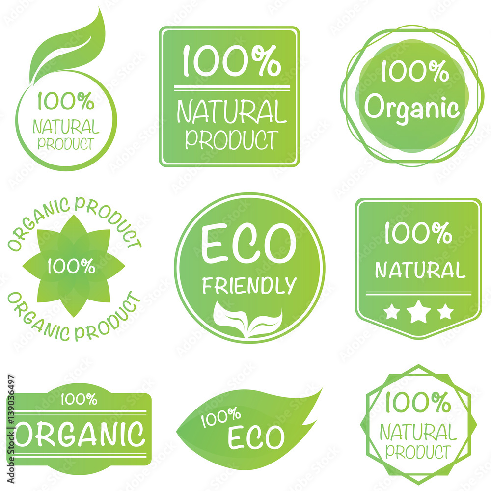 set of 100% organic product sticker set of 100% organic product sticker