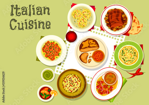 Italian cuisine tasty dinner icon design