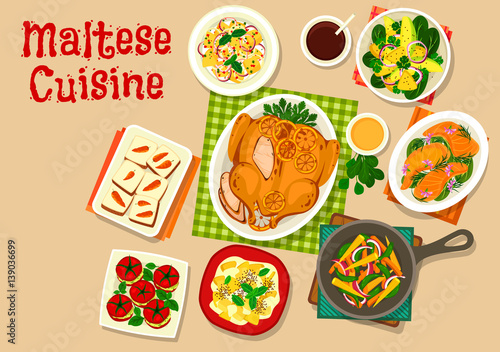 Maltese cuisine healthy food icon for menu design