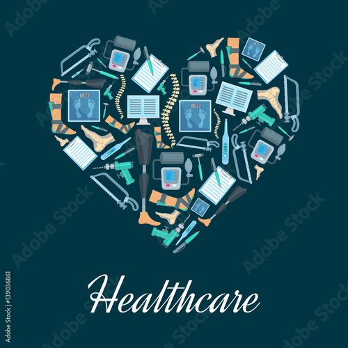 Heart made up of orthopedic medical icons