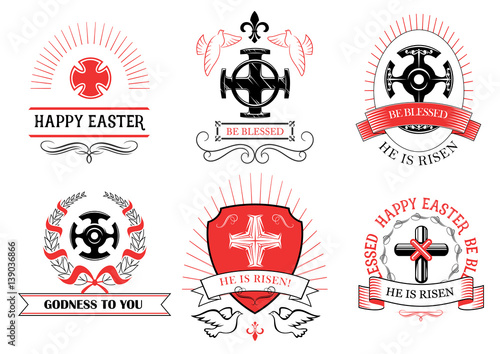 Easter vector crucifix cross for paschal greeting