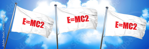 Naklejka e = mc2, 3D rendering, triple flags