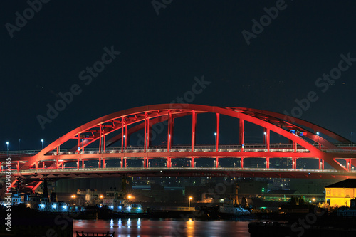 ポートアイランドからの夜景 - 神戸大橋- © photojapan