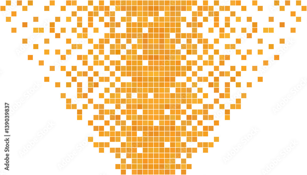 Golden  pixel background.  Abstract digital vector Illustration. Modern technology design. Hi tech wallpaper.