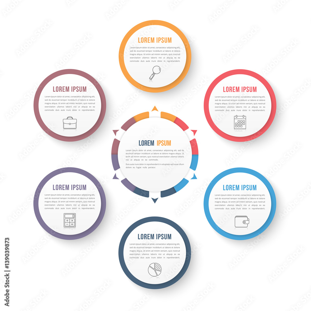 Circle Infographic Template with Six Elements Circle Infographic Template with Six Elements