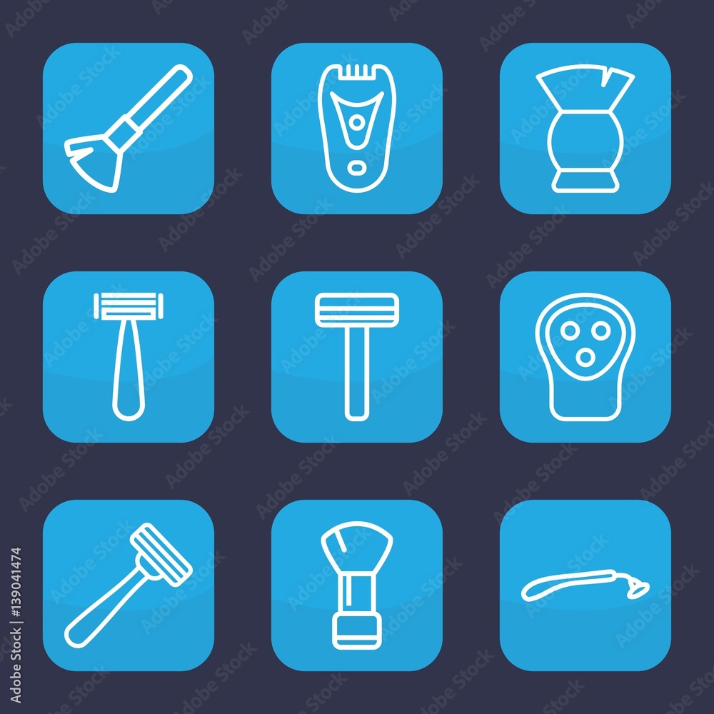 Set of 9 outline shaving icons Set of 9 outline shaving icons