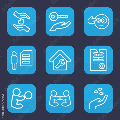 Set of 9 outline holding icons