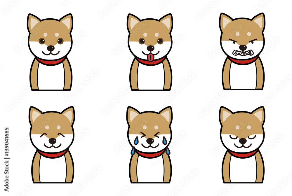 犬の表情 笑顔 怒る 泣く Stock イラスト Adobe Stock