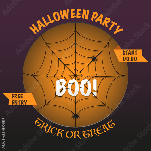 Halloween party flyer illustration of spider web