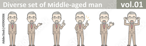 Diverse set of middle-aged man, EPS10 vol.01