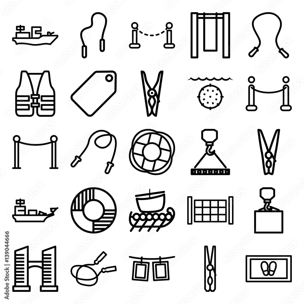 Obraz premium Set of 25 rope outline icons