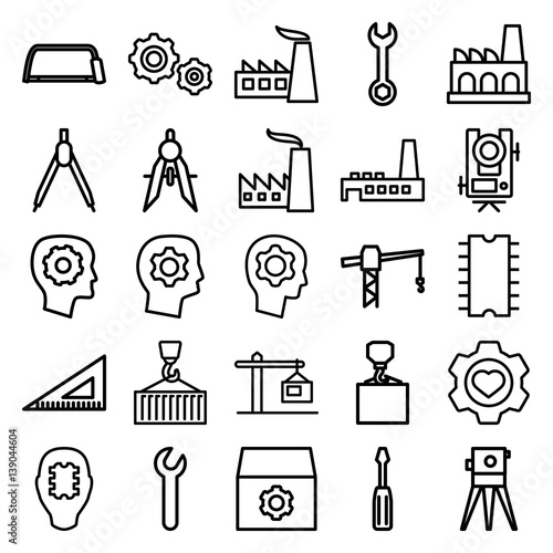 Set of 25 engineering outline icons