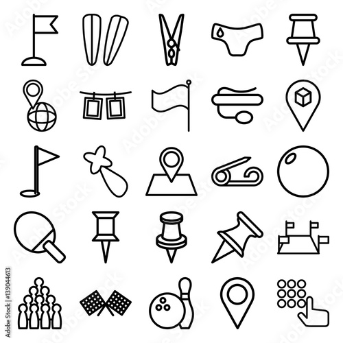 Set of 25 pin outline icons