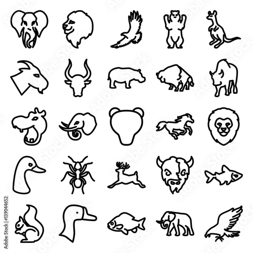 Set of 25 wild outline icons