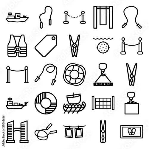 Set of 25 rope outline icons