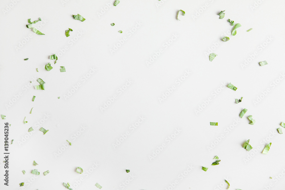 Frame of green leaves on a white background - for menu design Stock Photo |  Adobe Stock