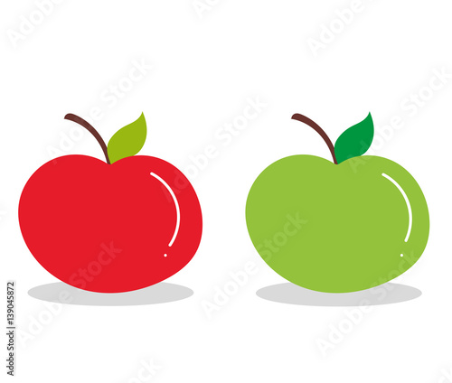 two cute red and green apple