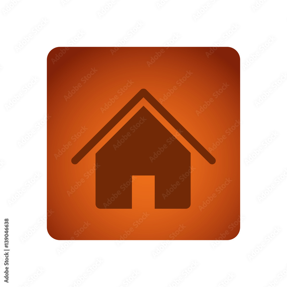 orange square frame with silhouette house icon flat vector illustration orange square frame with silhouette house icon flat vector illustration