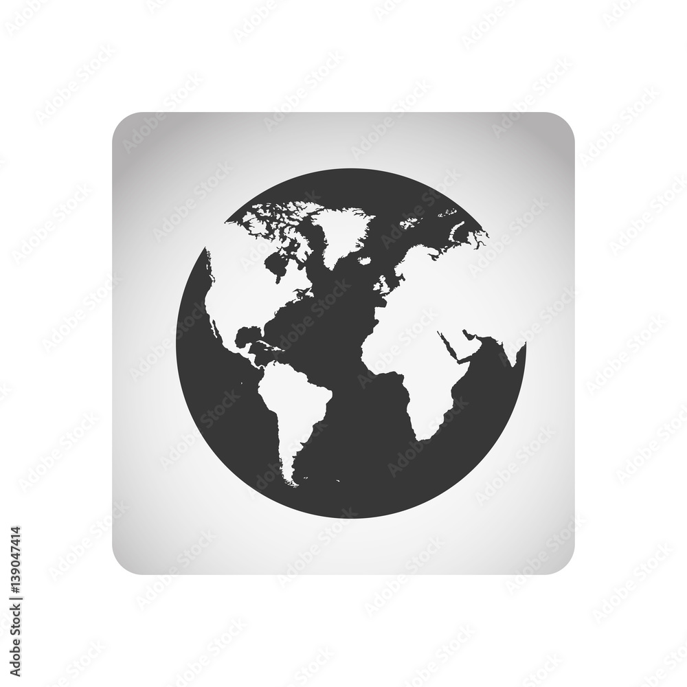 monochrome square frame with silhouette map of the world vector illustration monochrome square frame with silhouette map of the world vector illustration