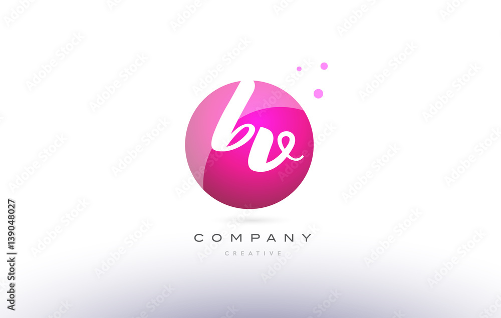 bv b v sphere pink 3d hand written alphabet letter logo bv b v sphere pink 3d hand written alphabet letter logo