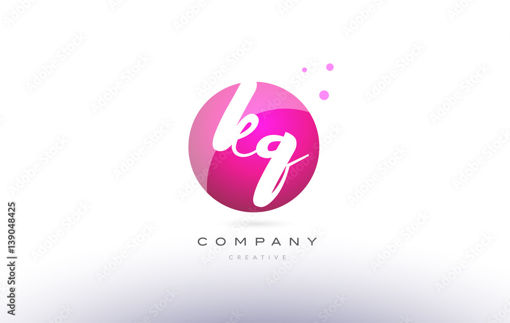Fototapeta premium kq k q sphere pink 3d hand written alphabet letter logo