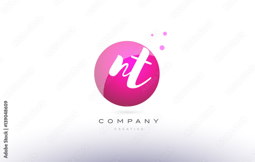 nt n t sphere pink 3d hand written alphabet letter logo nt n t sphere pink 3d hand written alphabet letter logo