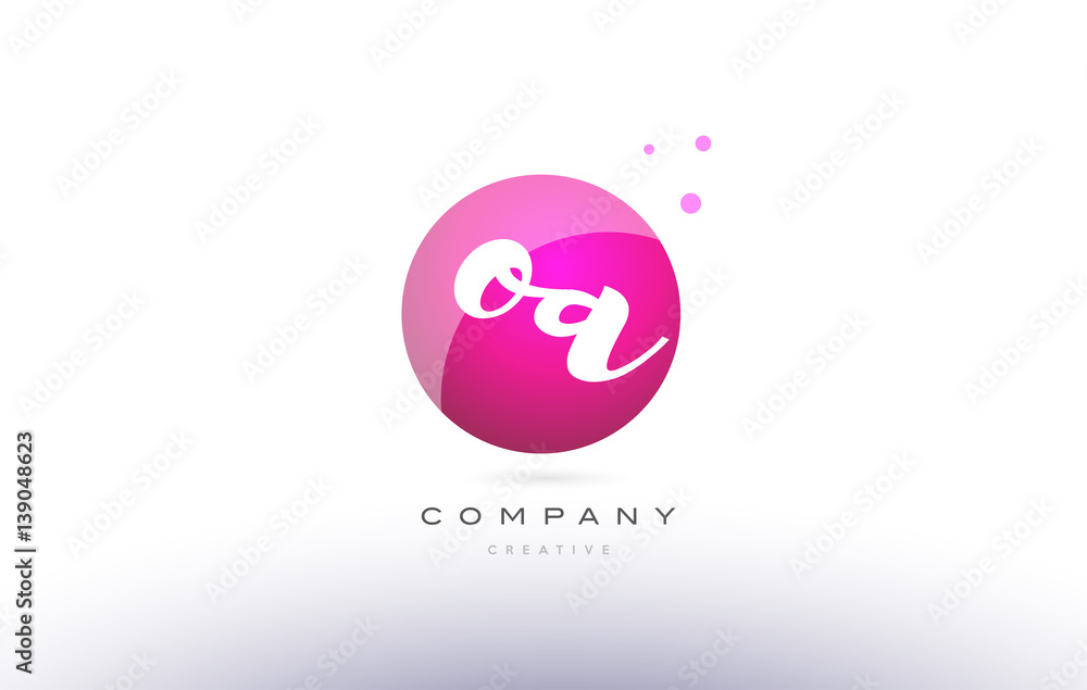 oa o a sphere pink 3d hand written alphabet letter logo Stock Vector ...