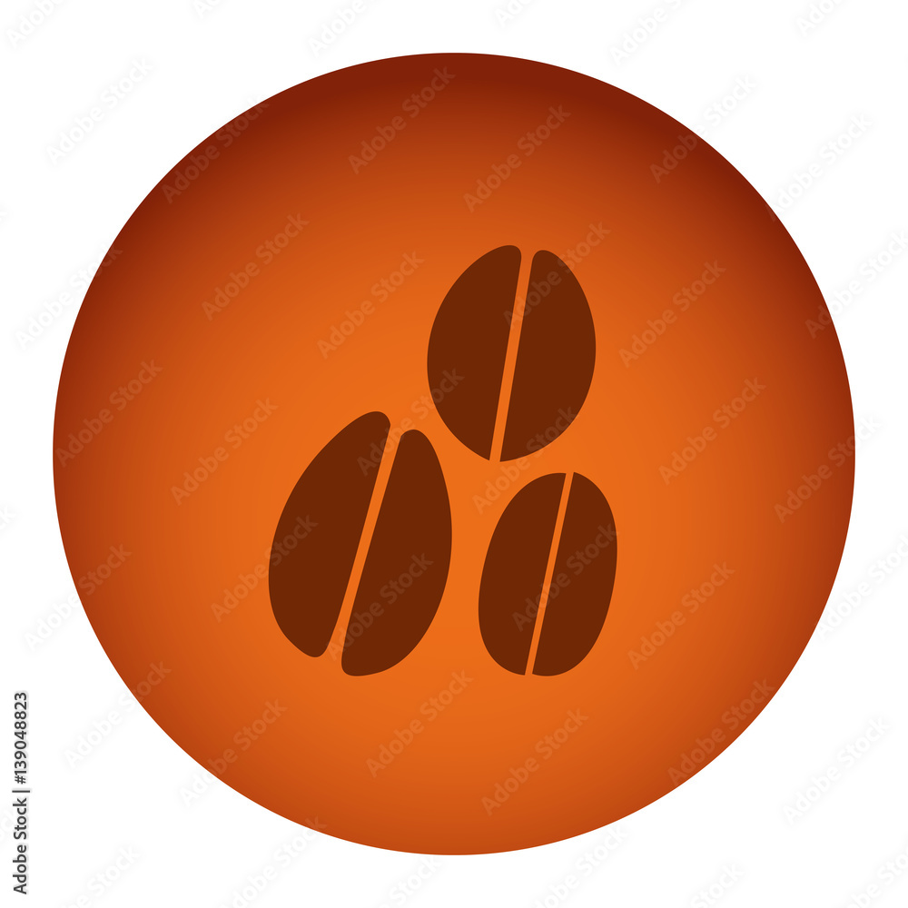 orange color circular frame with silhouette coffee beans in different ...