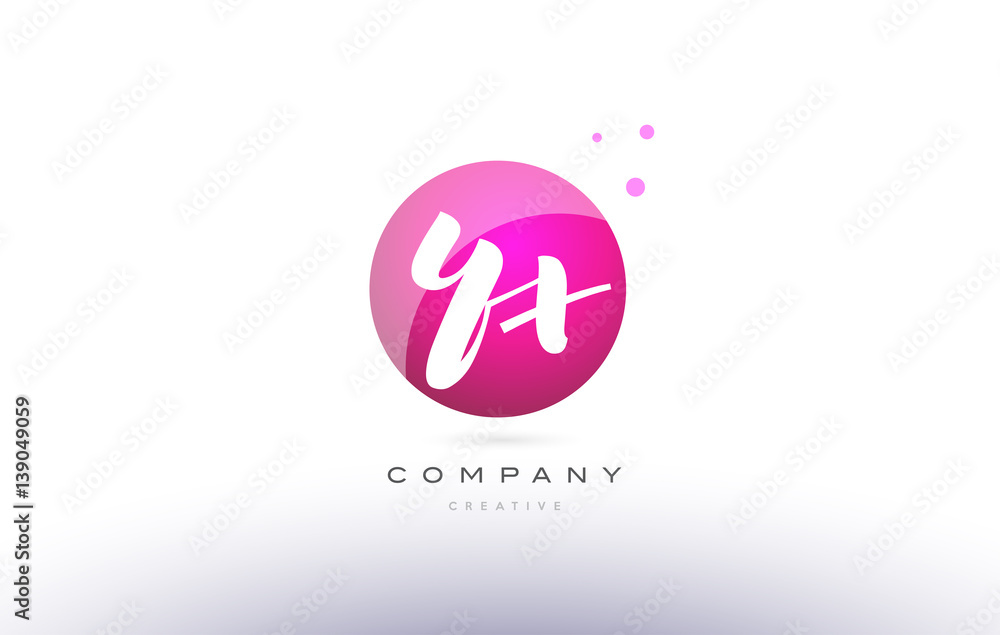 yx y x  sphere pink 3d hand written alphabet letter logo
