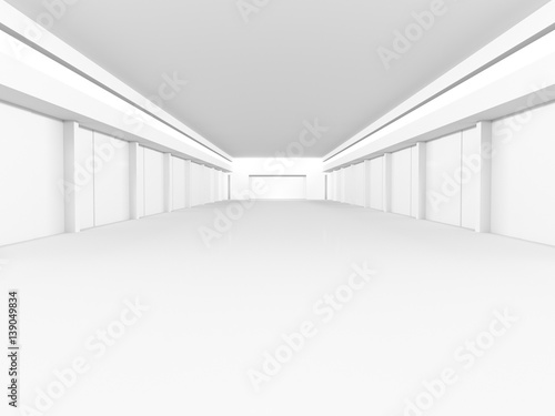 Empty white interior. 3D rendering.