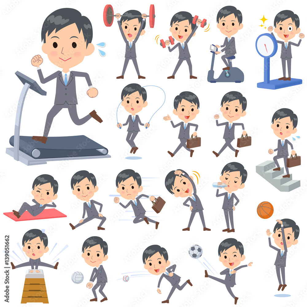 Gray Suit Businessman Sports & exercise Gray Suit Businessman Sports & exercise