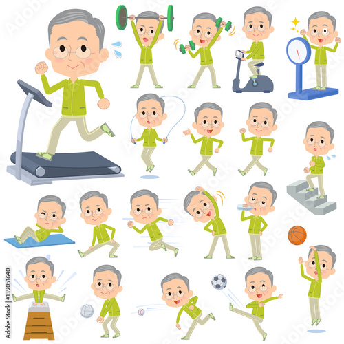 Green wear grandfather Sports   exercise