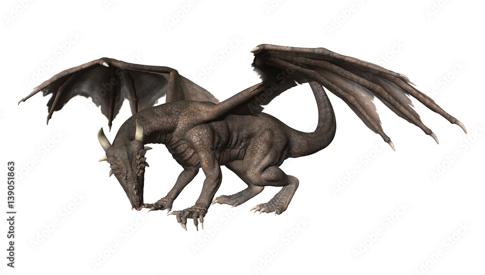 3D Rendering Fantasy Dragon on White 3D Rendering Fantasy Dragon on White