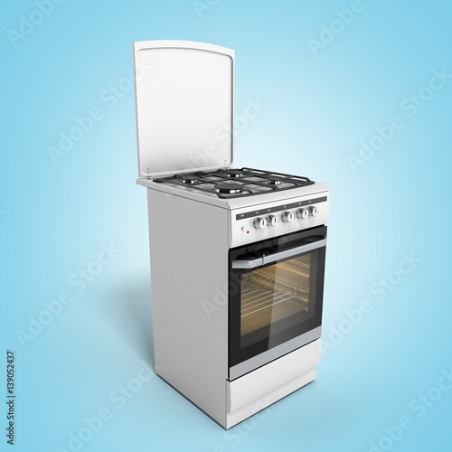 gas stove 3d render on blue background