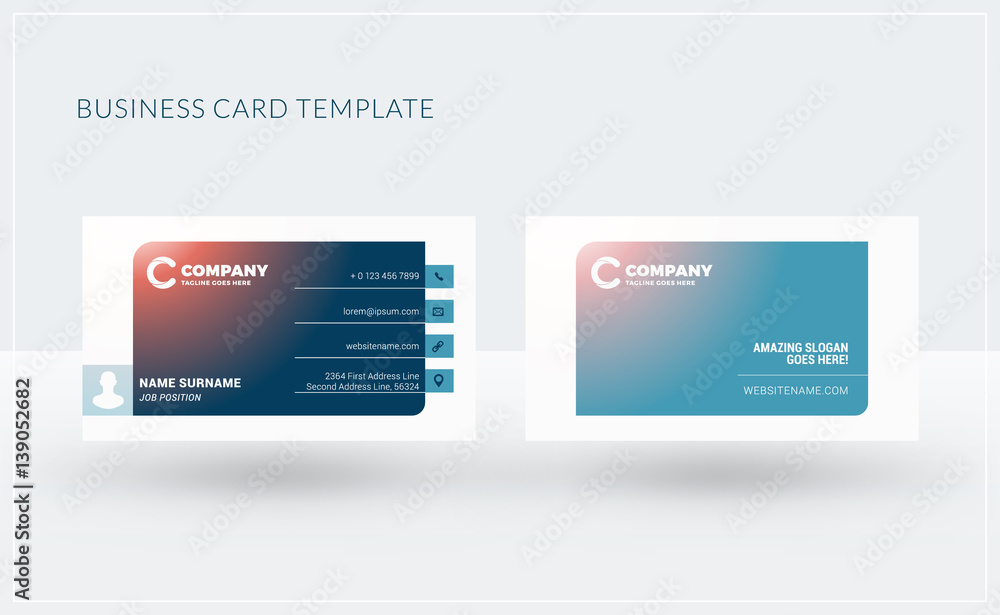 Double-sided creative business card template. Vector illustration. Stationery design Double-sided creative business card template. Vector illustration. Stationery design