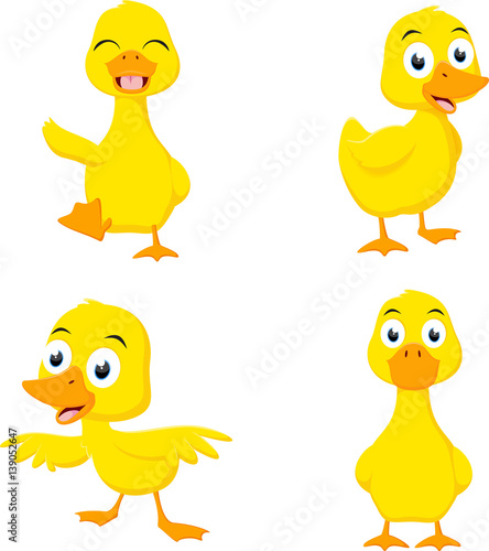 Happy duck cartoon collection set