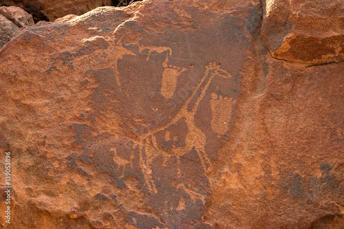Prehistoric bushman rock engravings at Twyfelfontein, Namibia