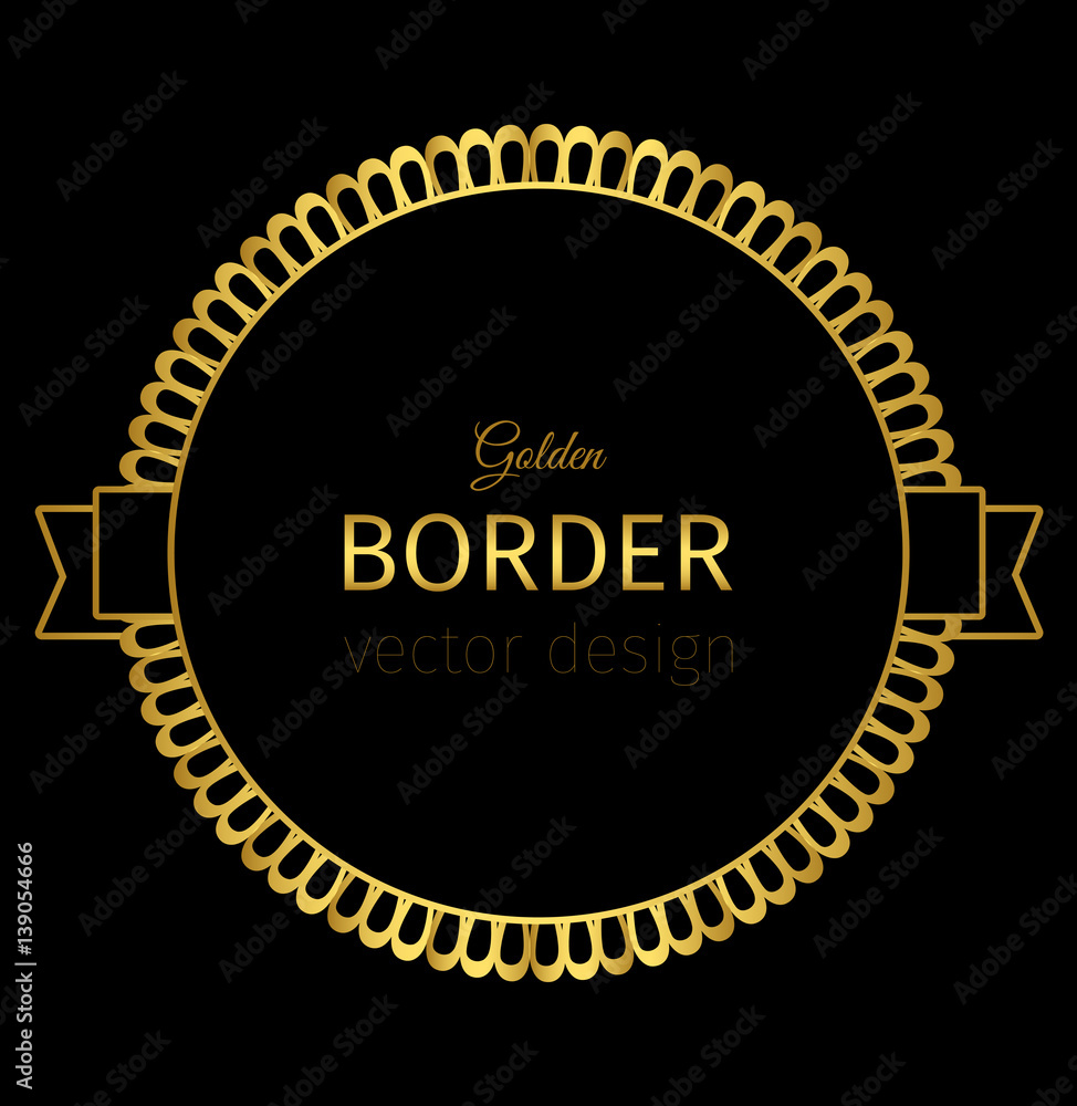 Fototapeta premium Golden circle label with lacy border