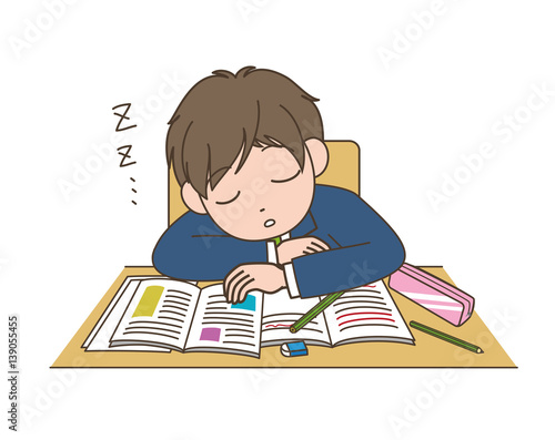 居眠りをする男子生徒
